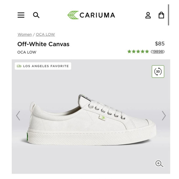 NIB! Cariuma OCA Low Off-White Canvas Sustainable Sneaker - Size 7 - Picture 6 of 13